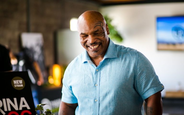 Mike Tyson courtesy Tyson Ranch as seen in Cannabis & Tech Today Fall 2018 issue. cannabis printed print drinks beverages.