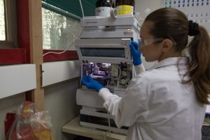 A member of the CannRx research team running samples. Image courtesy of CannRx.