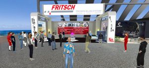 Attendees explore exhibitor products and sign up for giveaways at the Fritsch Milling and Sizing booth on the Emerge expo floor.