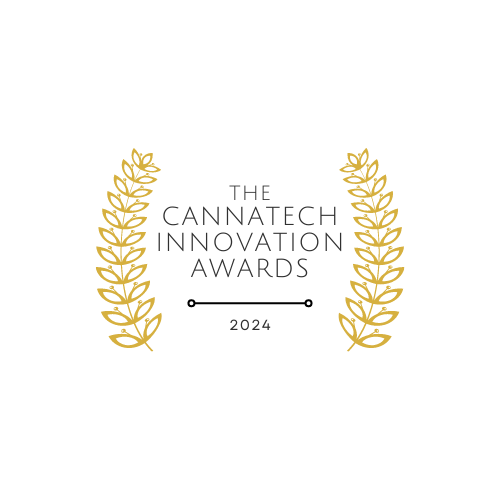 Logo of the 2024 CannaTech Innovation Awards, hosted by Cannabis & Tech Today Magazine, featuring a sleek, modern design with cannabis leaf and technology symbols, emphasizing innovation in the cannabis industry.